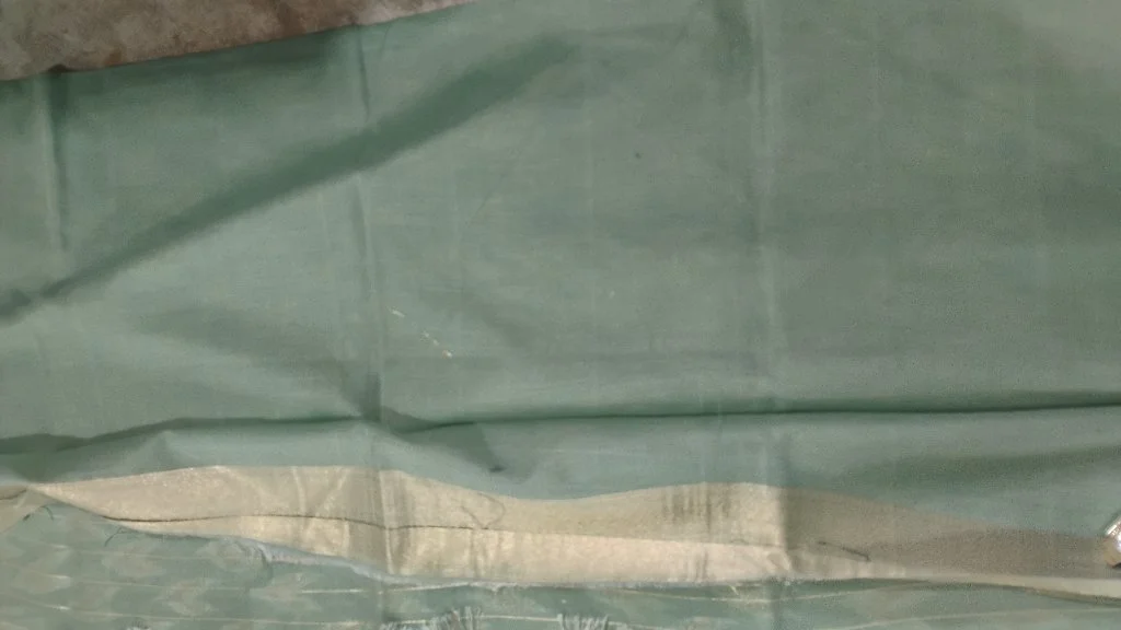 Mint Green Pochampally Ikkath Cotton  Saree with Gold Zari Border, Which Is Very Comfortable And Light Weight Sarees 4