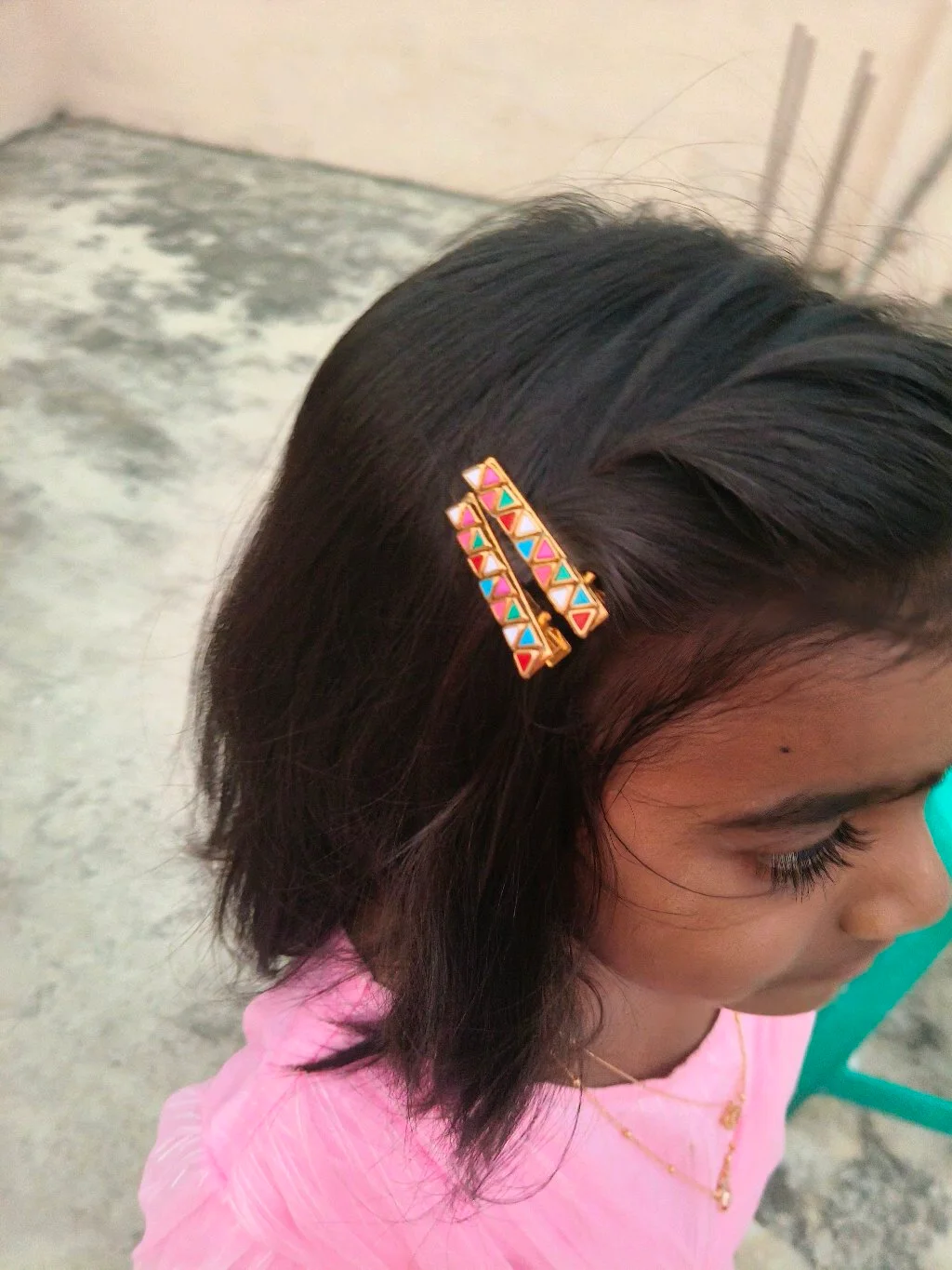 Gold Toned Colorful Geometric Hair Clips thumbnail 2