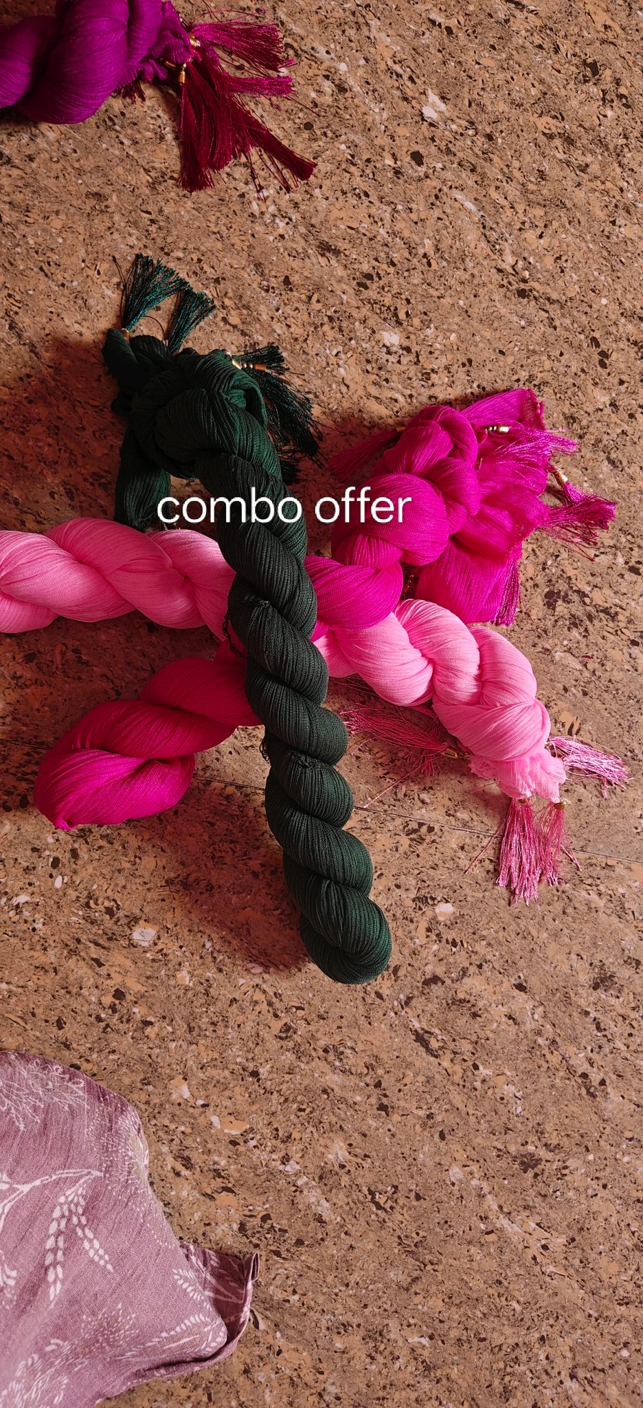 Vibrant Pink Blue Yellow Dupatta Combo Set thumbnail 3