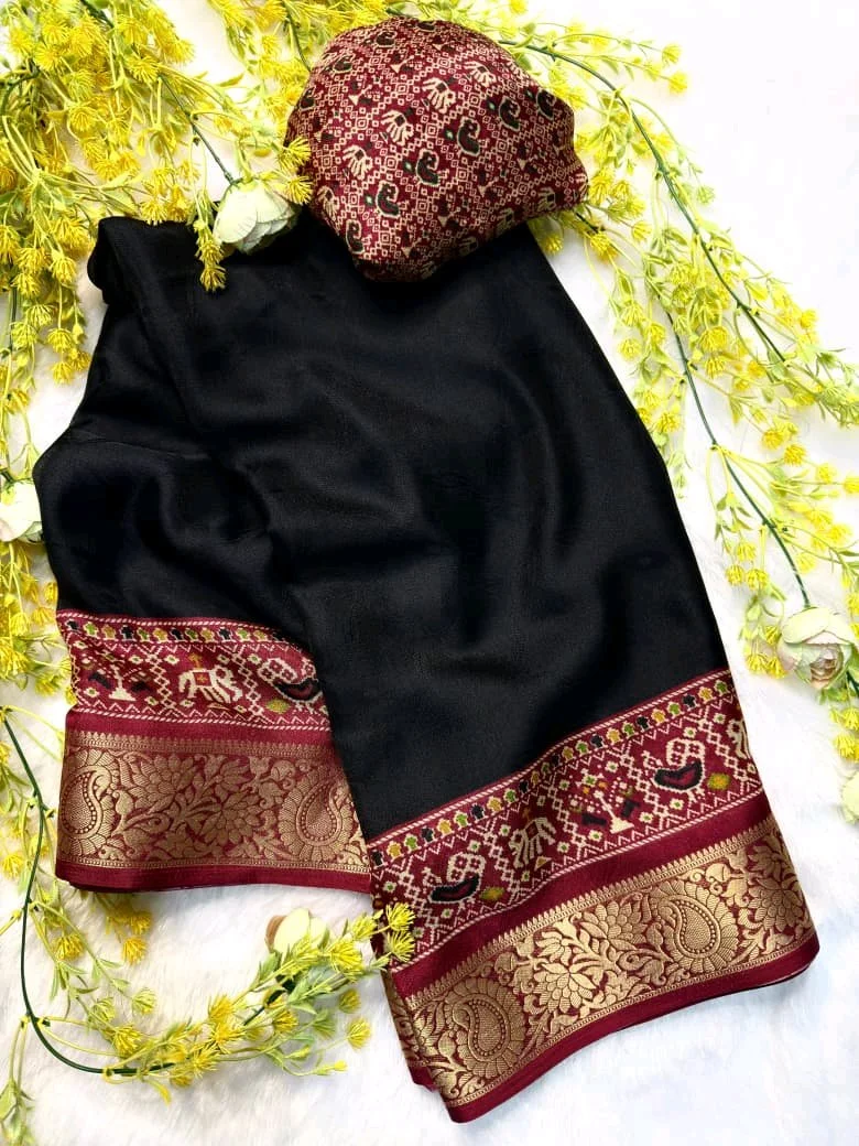 New Ajrakh Nevy Marsh Mellow Self Saree thumbnail 1