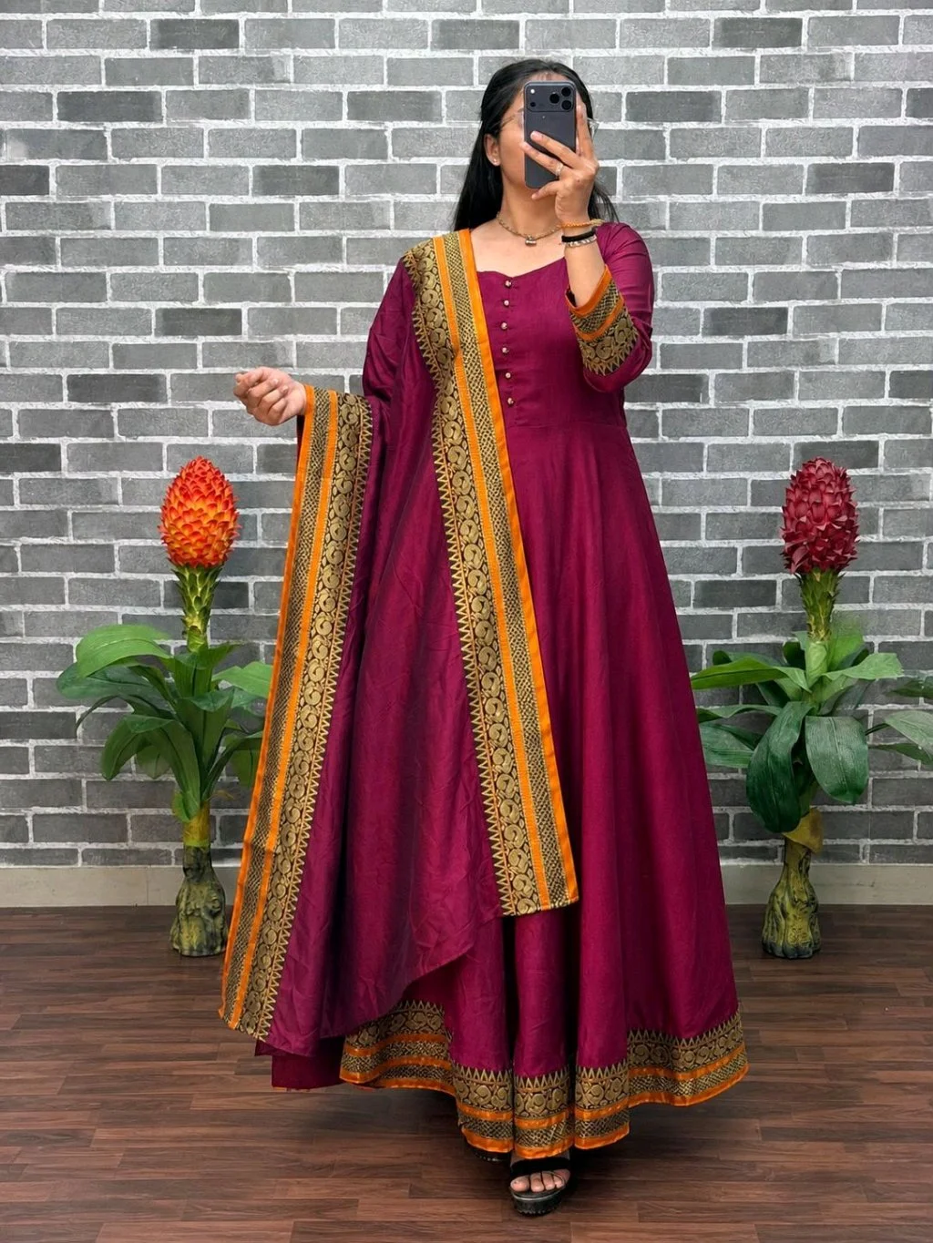 Anarkali Kurtas with Gold Border 8