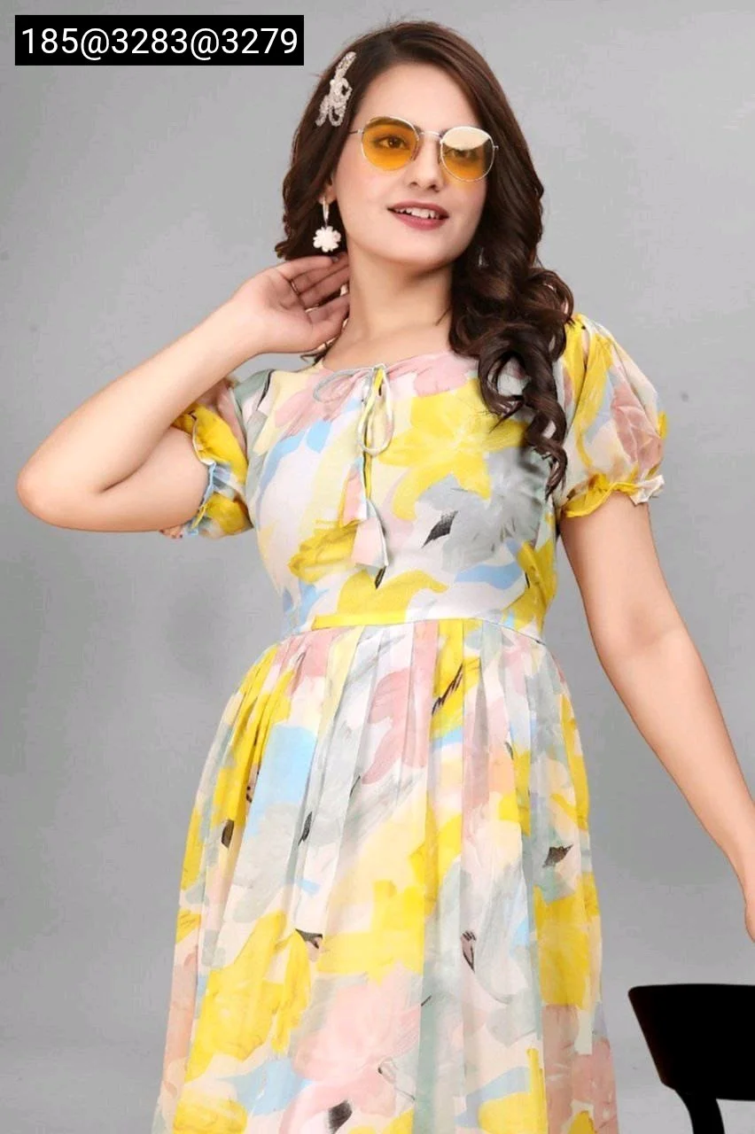 Multicolor Floral Print Midi Dress with Tie Neck thumbnail 3