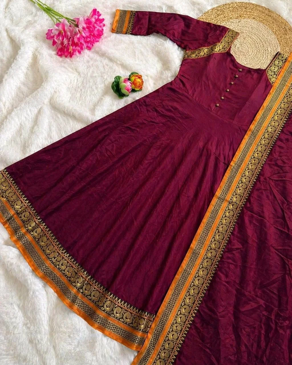 Anarkali Kurtas with Gold Border 3