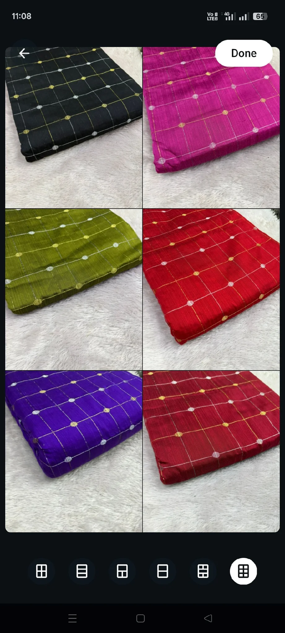 Checkered Silk Blend Fabric with Zari Dots thumbnail 3