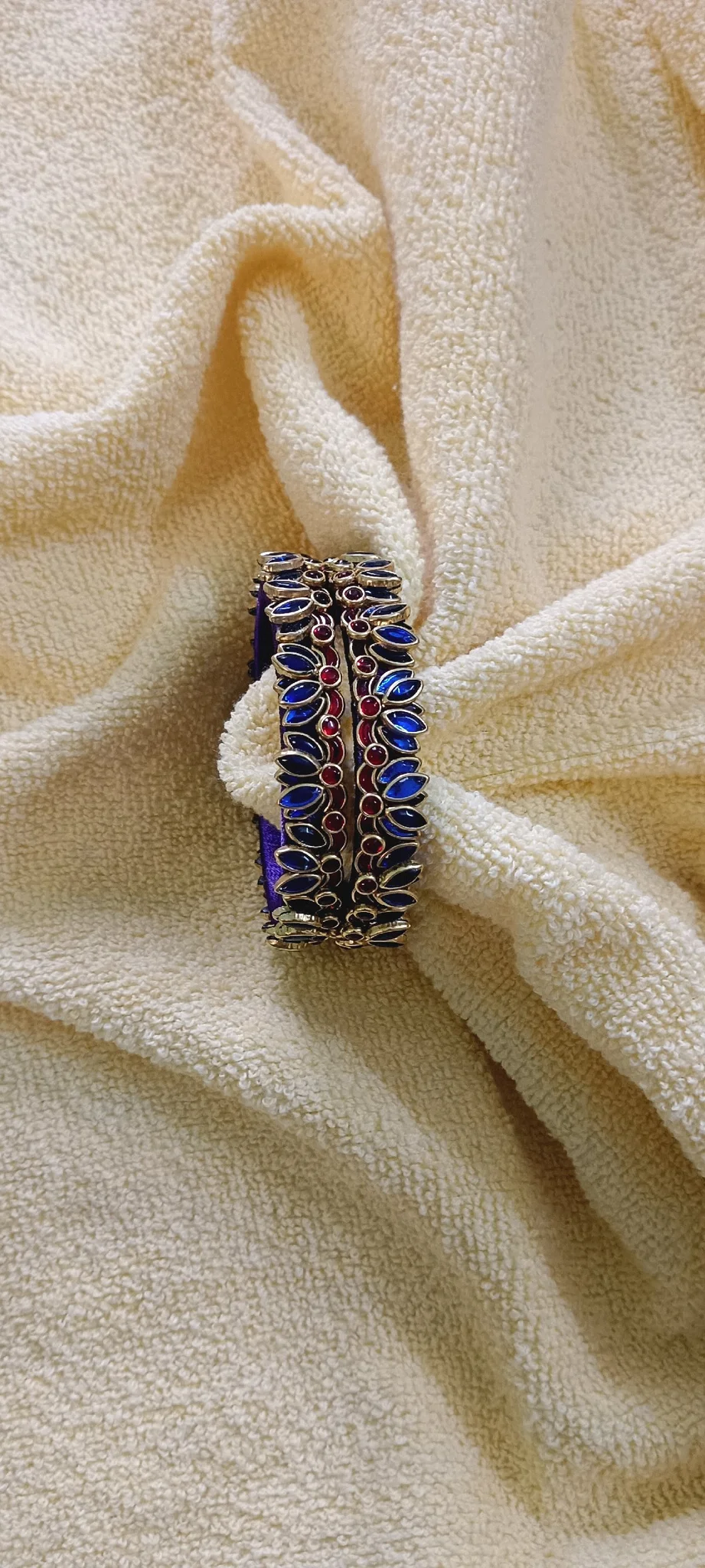Royal Sapphire Lotus Silk Thread Bangles thumbnail 3