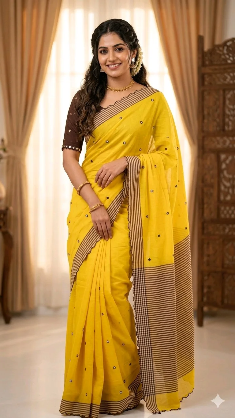 Lenin Cotton Yellow Mirror Work 1