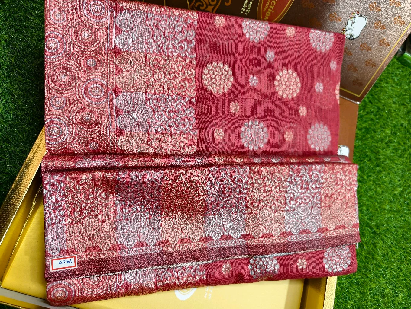 Maa Collection Maroon Silver Zari Woven Saree 2