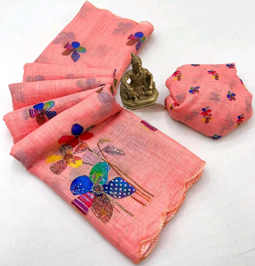 Floural Aari Work  Saree with Colorful Floral Design 6