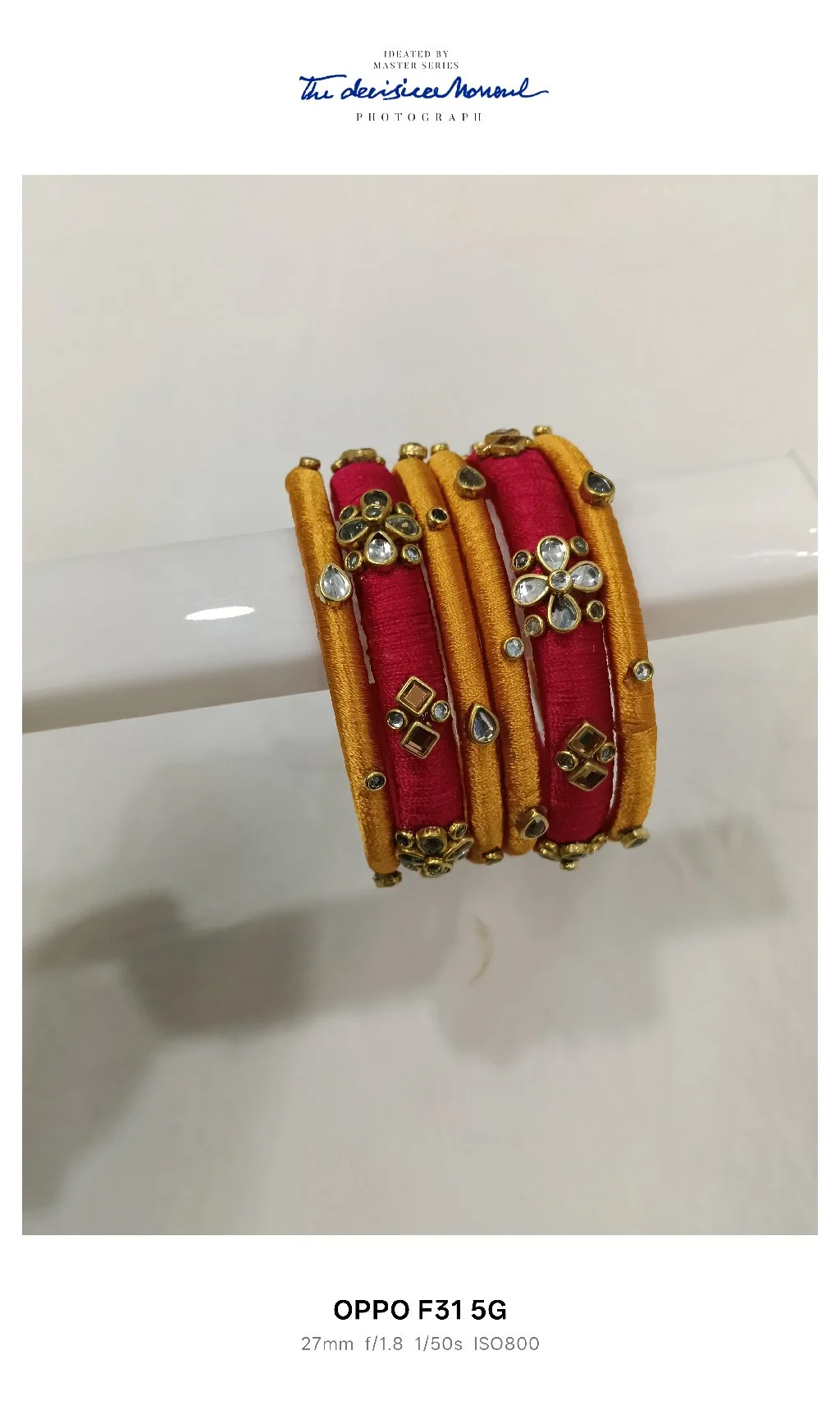 Red and Gold Silk Thread Bangles with Kundan Embellishments