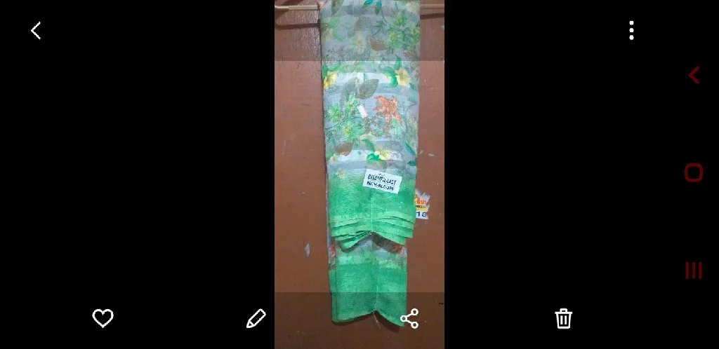 Beautiful Lady Floral Print Saree with Green Blouse