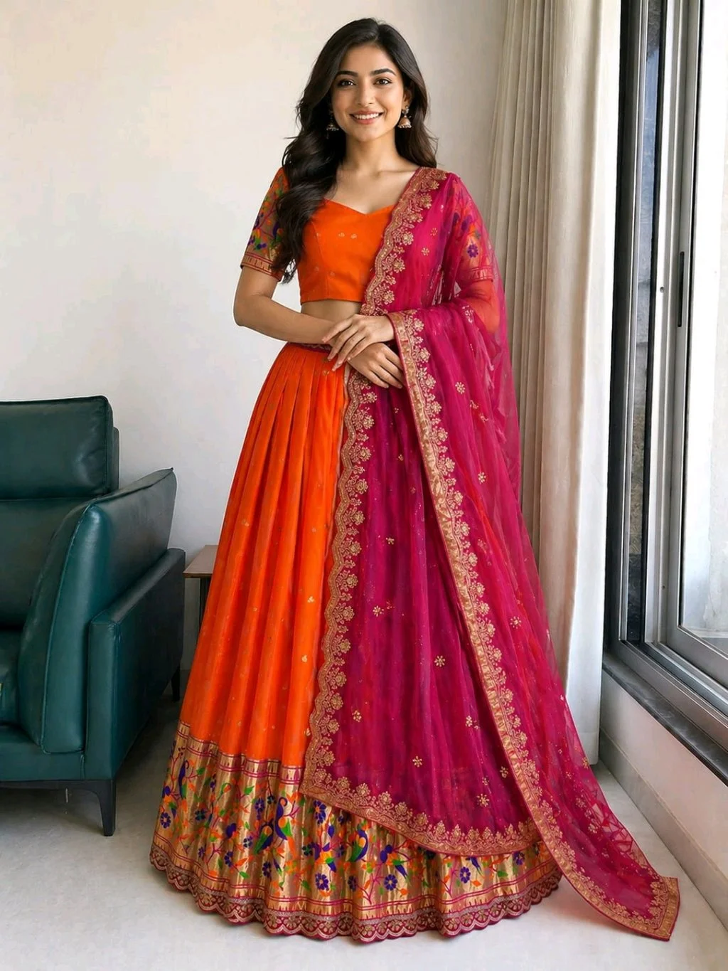 Embroidered Lehenga Choli Set with Dupatta thumbnail 5