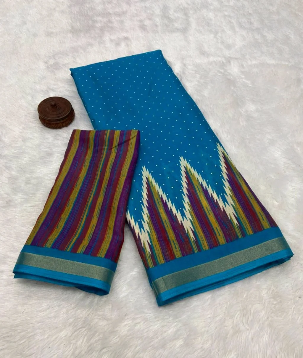 Soft Mul Mul Cotton Saree with Multicolor Border 2