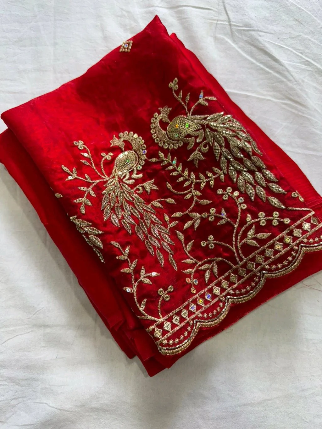 Space Sattin Saree With  Embroidered Blouse Fabric 8
