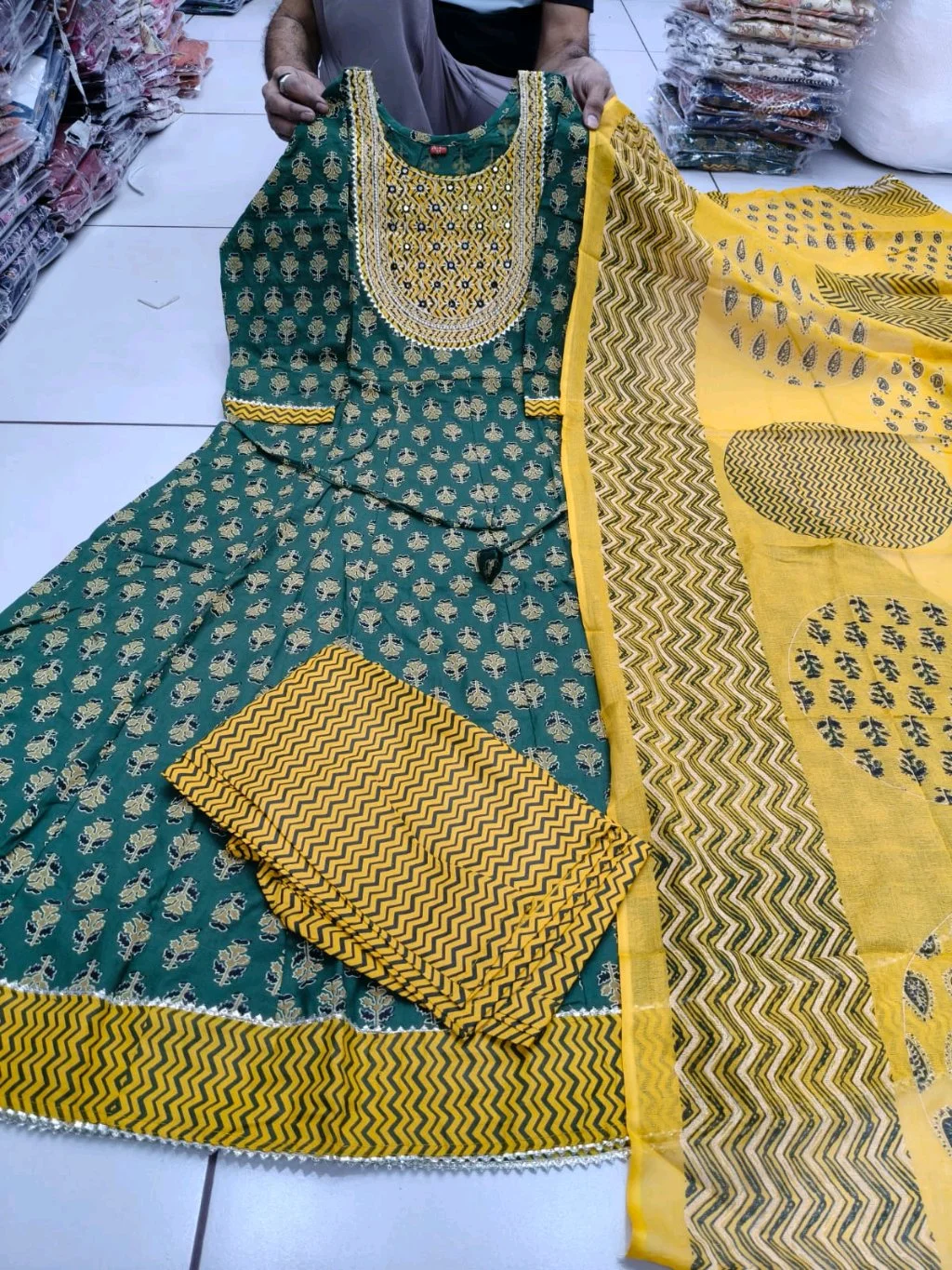 Pure Cotton Anarkali Kurta Set with Dupatta thumbnail 2