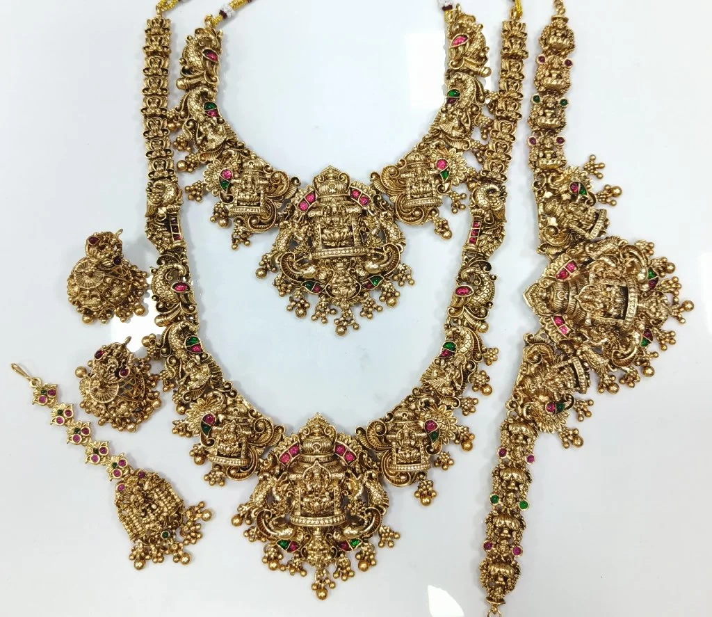 Gold Plated Temple Jewellery Full Bridal Set - Variant 2