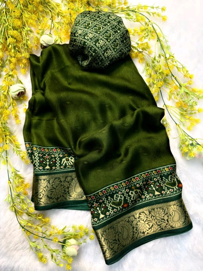 New Ajrakh Nevy Marsh Mellow Self Saree thumbnail 5