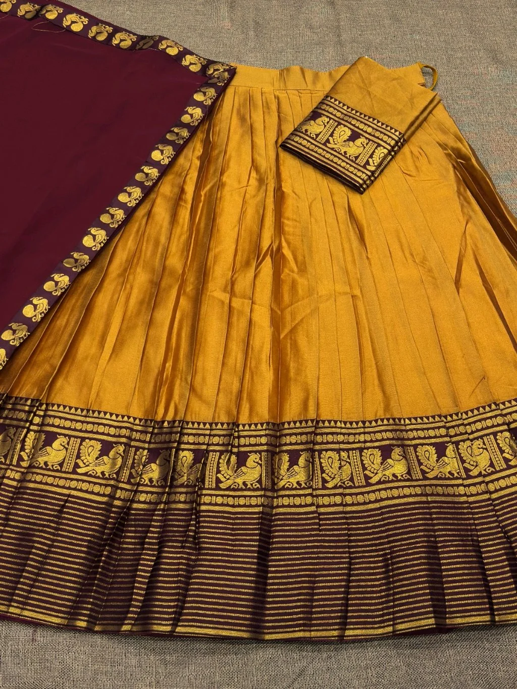 Traditional Silk Blend Lehenga Set with Zari Border 3