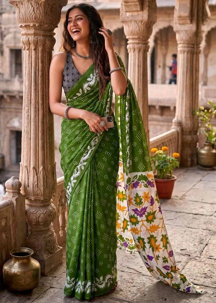 Soft Pure Cotton Sarees With Ikkat Print thumbnail 9