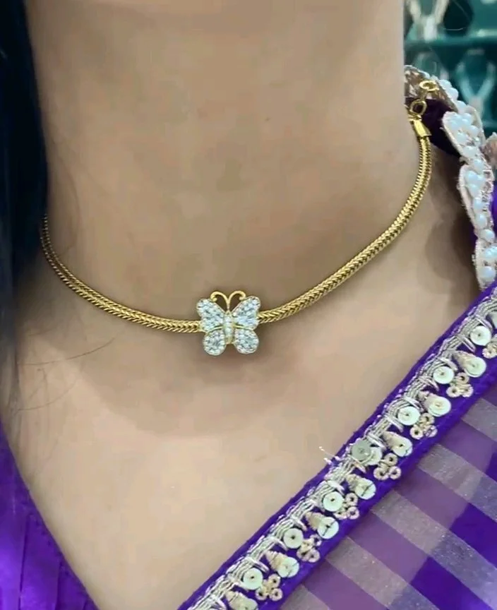Gold Plated Butterfly Choker Necklace