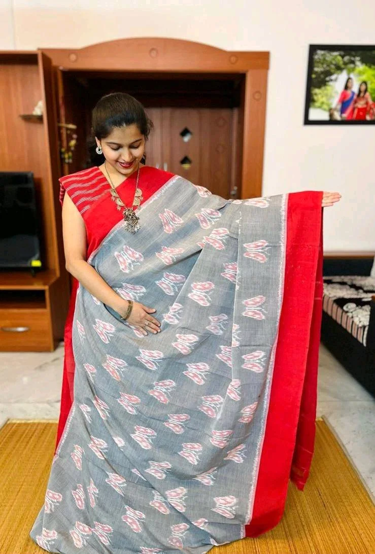Lenin Saree With Ikkat Pattern 4