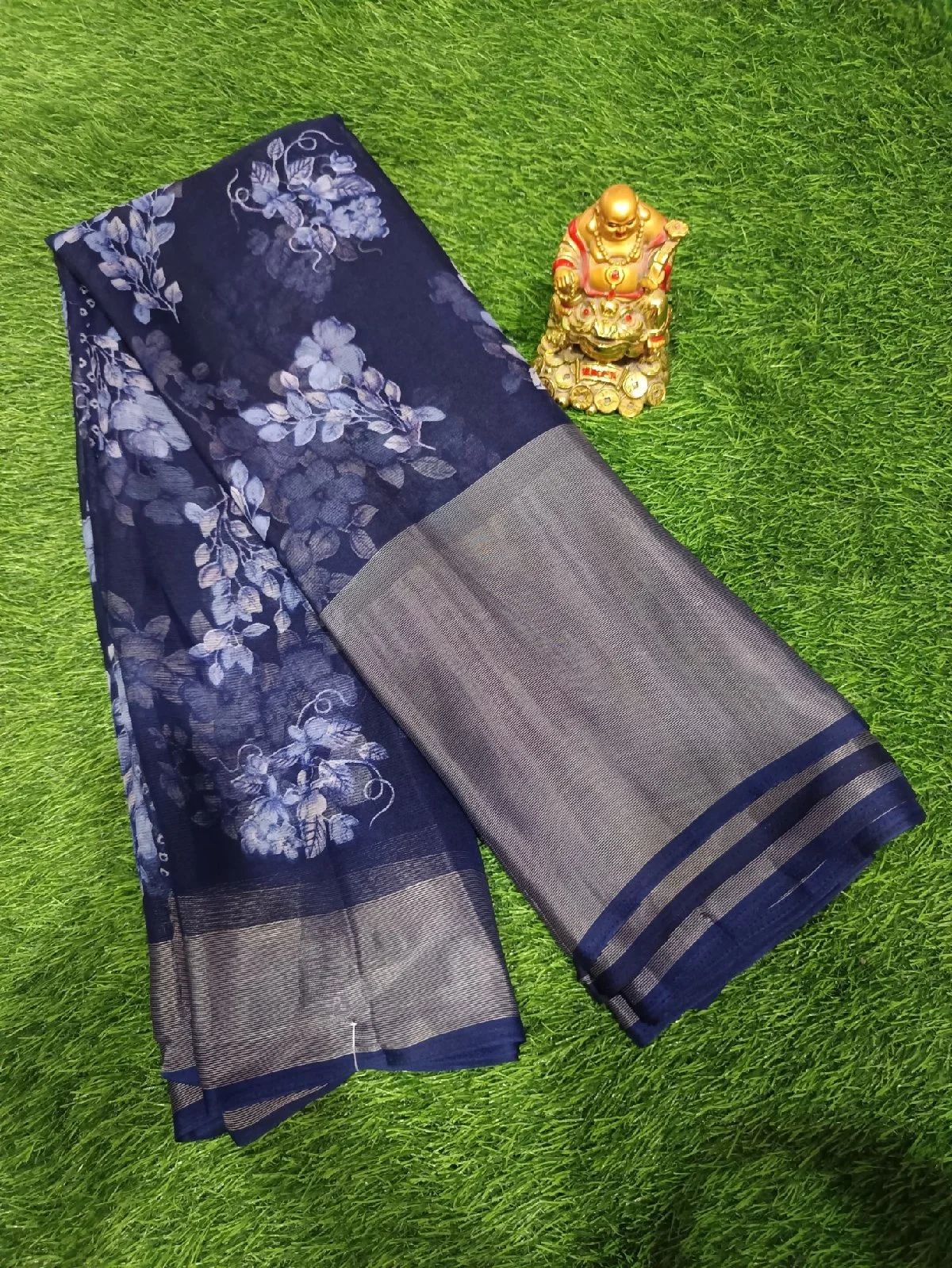 Beautiful light weight daily wear silver border sarees with blouse 3