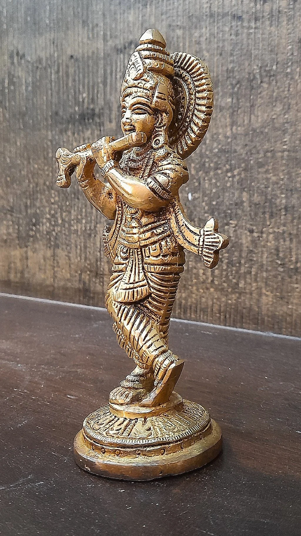 Royal Brass Lord Krishna Idol – Antique Finish | Premium Spiritual Home Décor (Flute Pose) 2