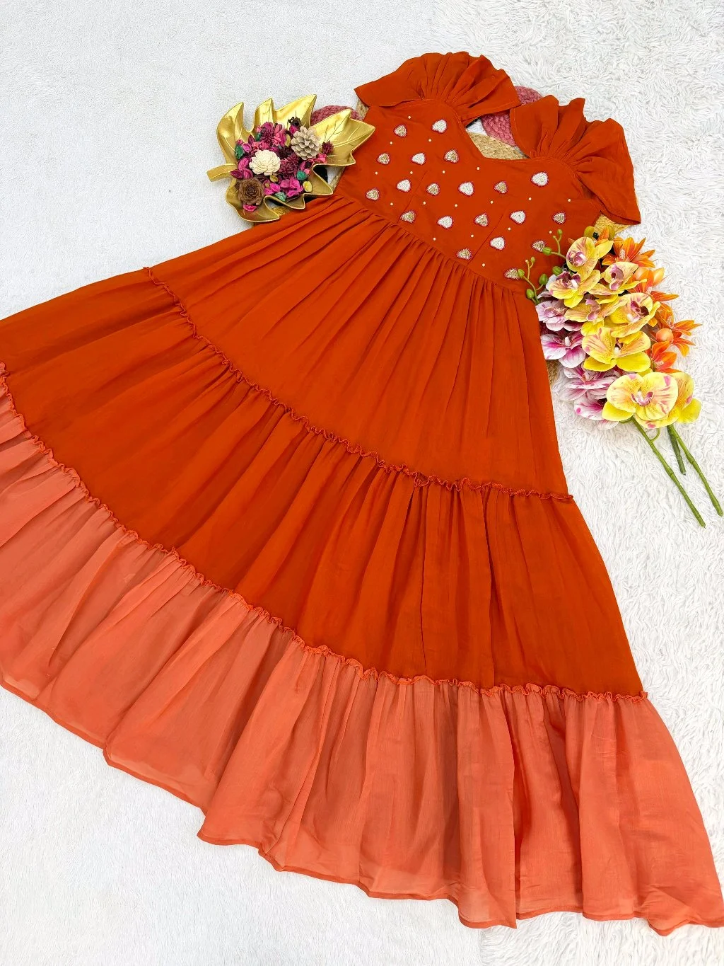 Tiered Maxi Dress with Embellishments 1