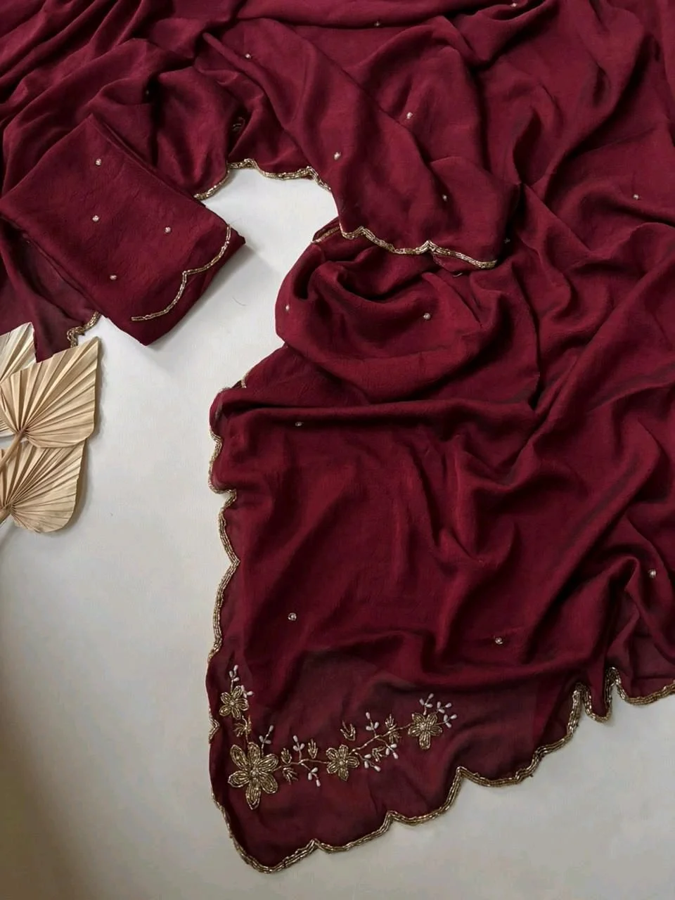 Soft Rangoli  Saree with Scalloped Gold Embroidery 4