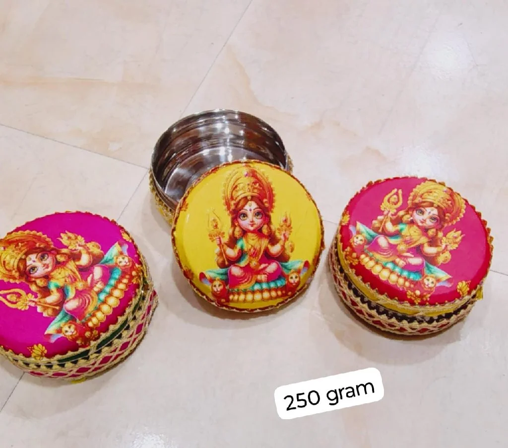 Krishna Motif Decorative Round Boxes thumbnail 2