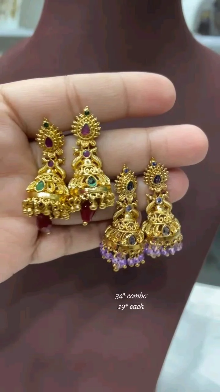 Gold Plated Black Beaded Mangalsutra with Lakshmi Pendant and Earrings thumbnail 3