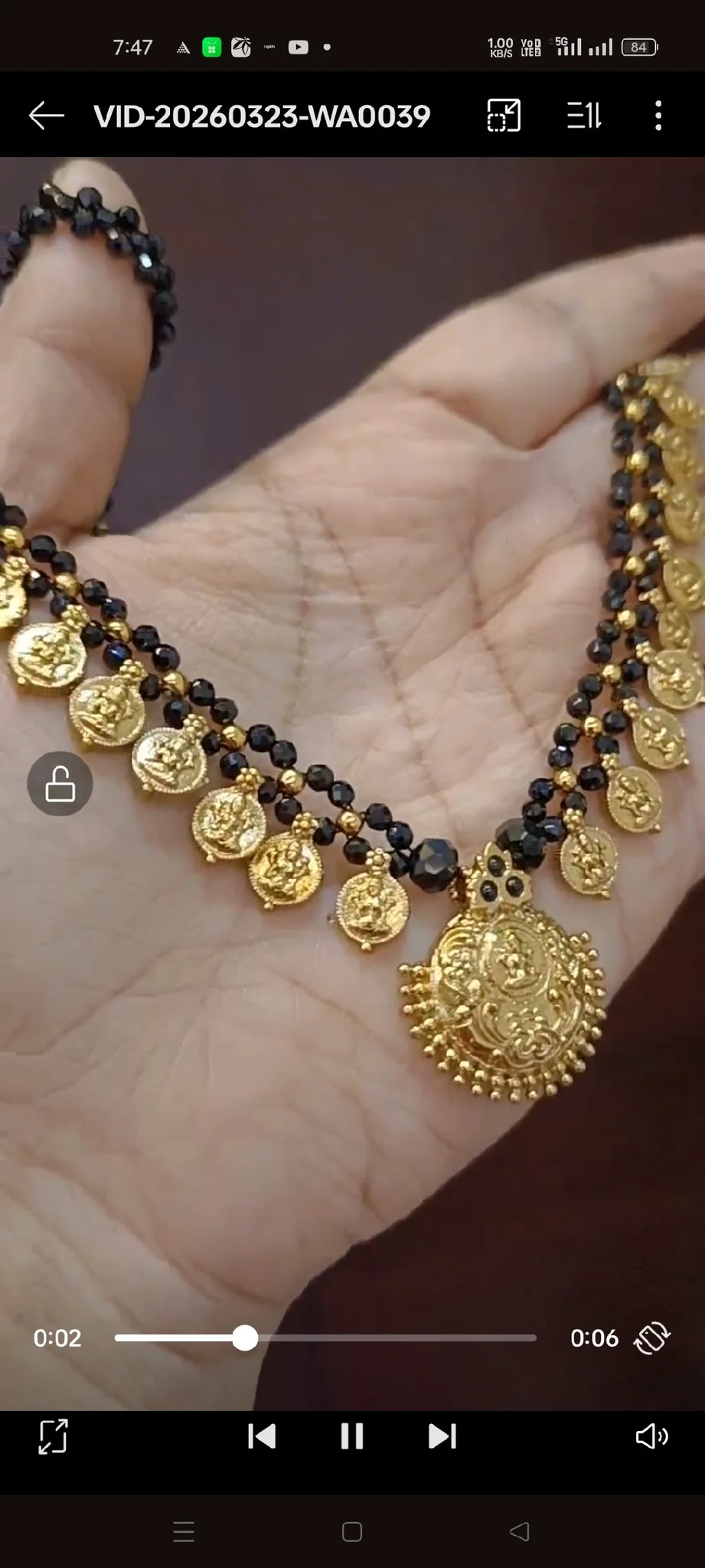 Gold Plated Red Bead Kasu Necklace thumbnail 3