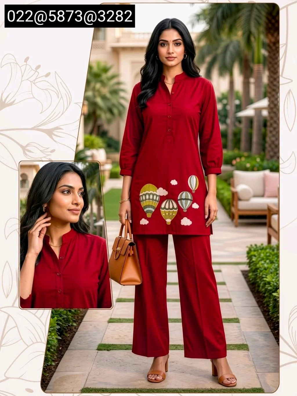 Hot Air Balloon Embroidered Kurta Palazzo Set 4