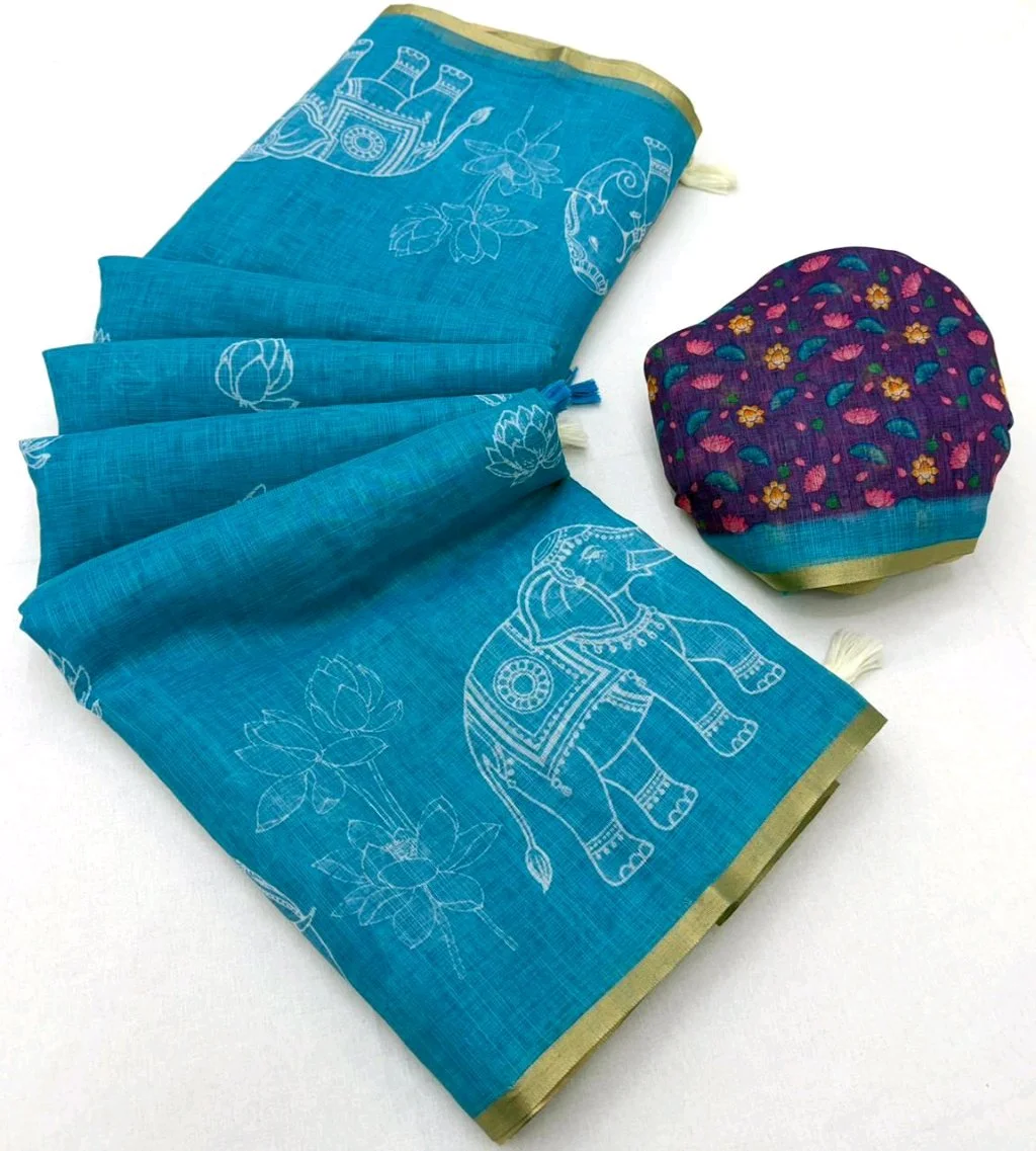 Soft Cotton Lenin Sarees 2