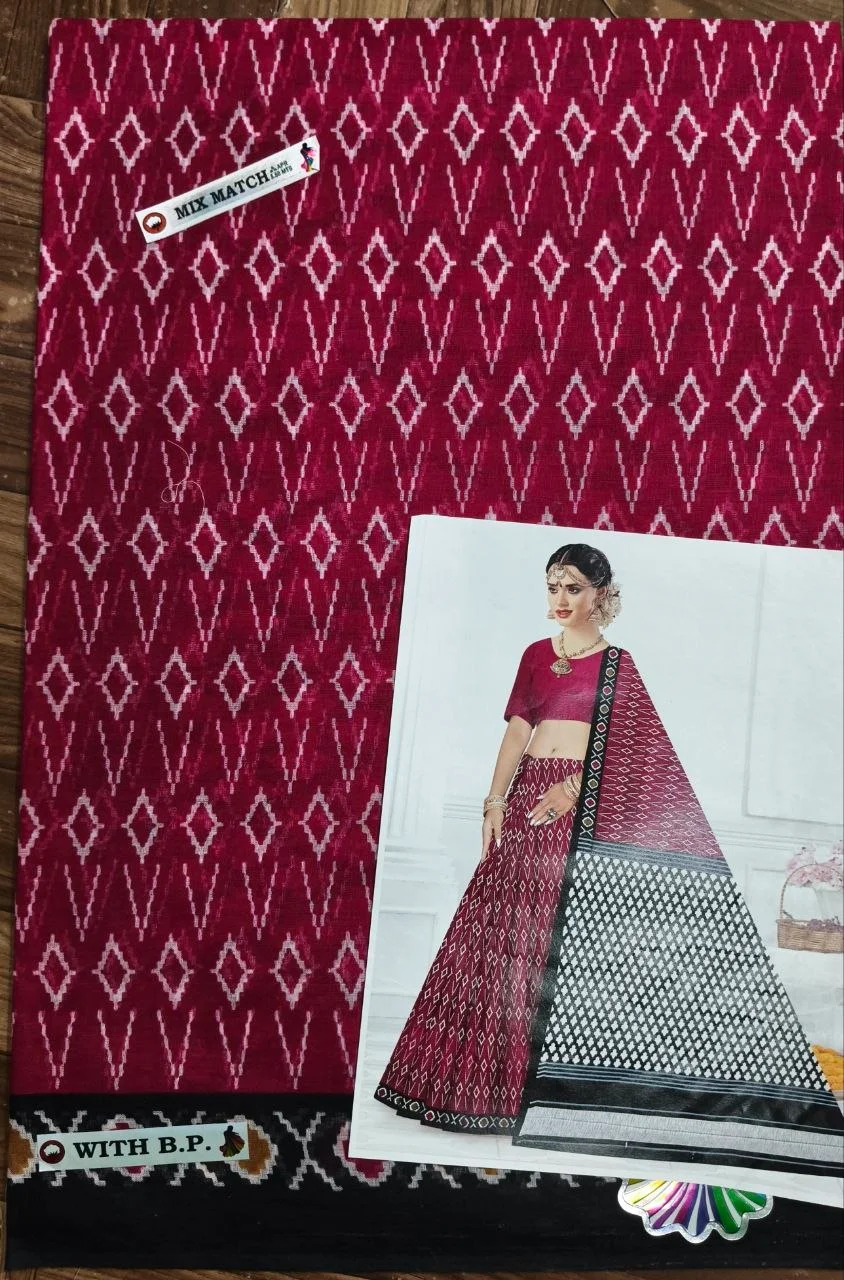 Madhubala Floral Print Saree with Blouse Piece thumbnail 2