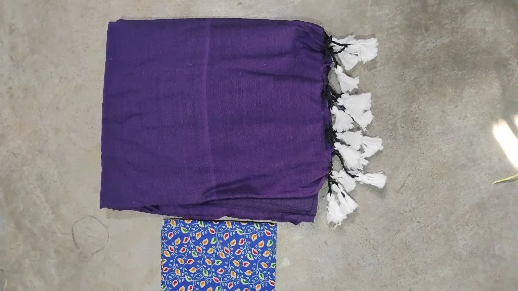 Purple Plain Kadhi Cotton Saree 3