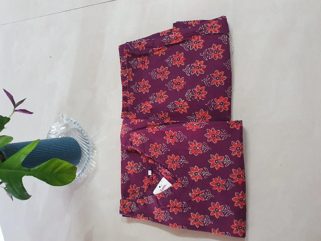 Maroon Floral Block Print Cotton Co-ord Set