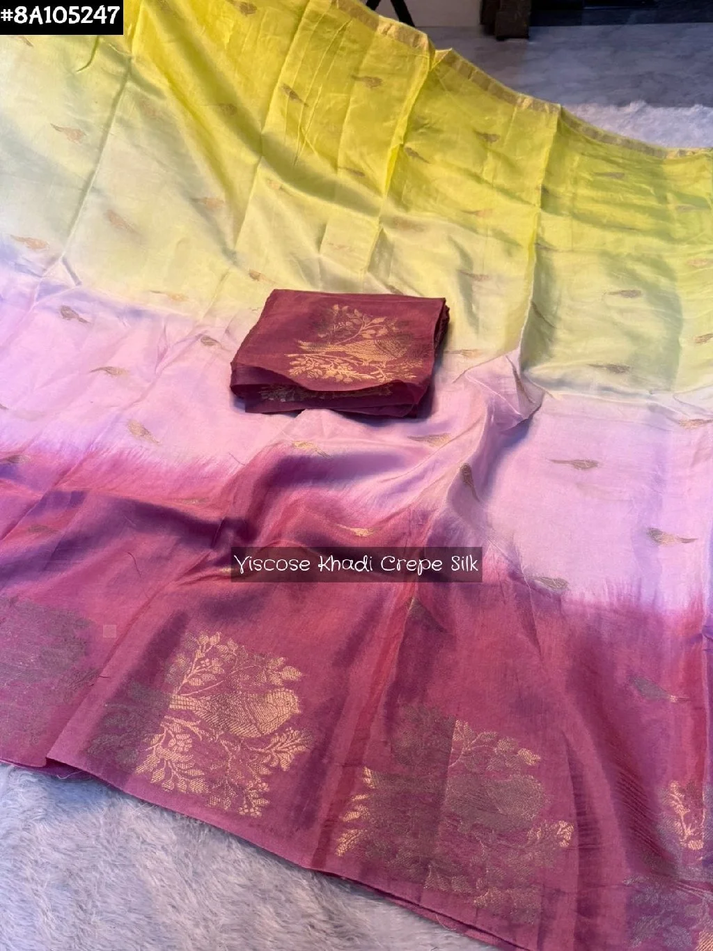 Viscose Khadi Crepe Silk Ombre Saree thumbnail 4