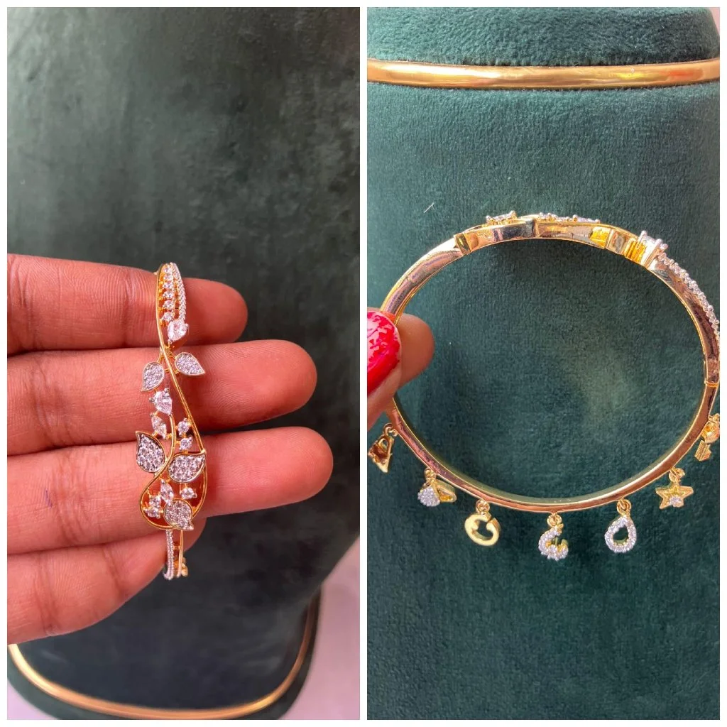 Gj Leaf Stone Bracelet Bangle