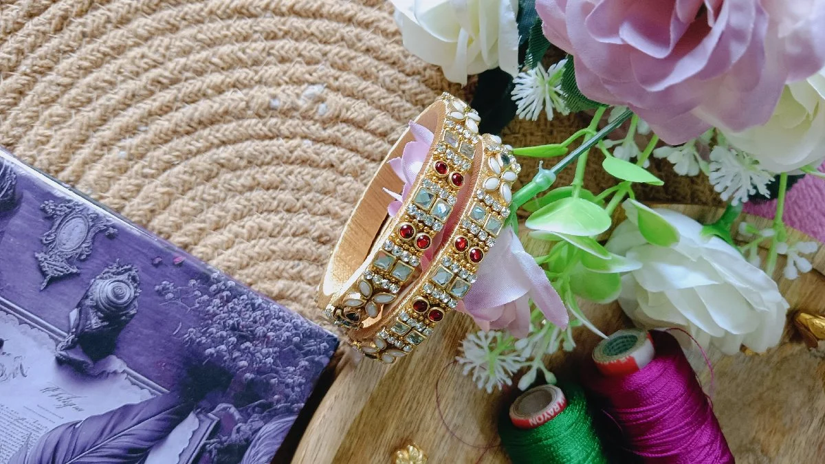 Golden Mirror-Work Heritage Bangles