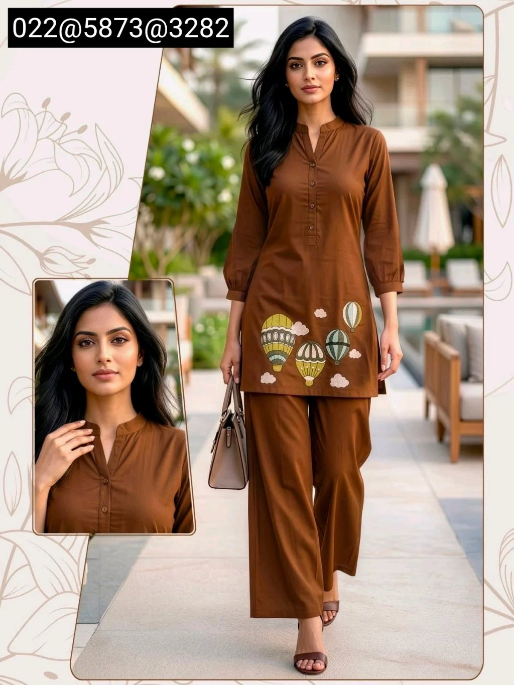 Hot Air Balloon Embroidered Kurta Palazzo Set 5