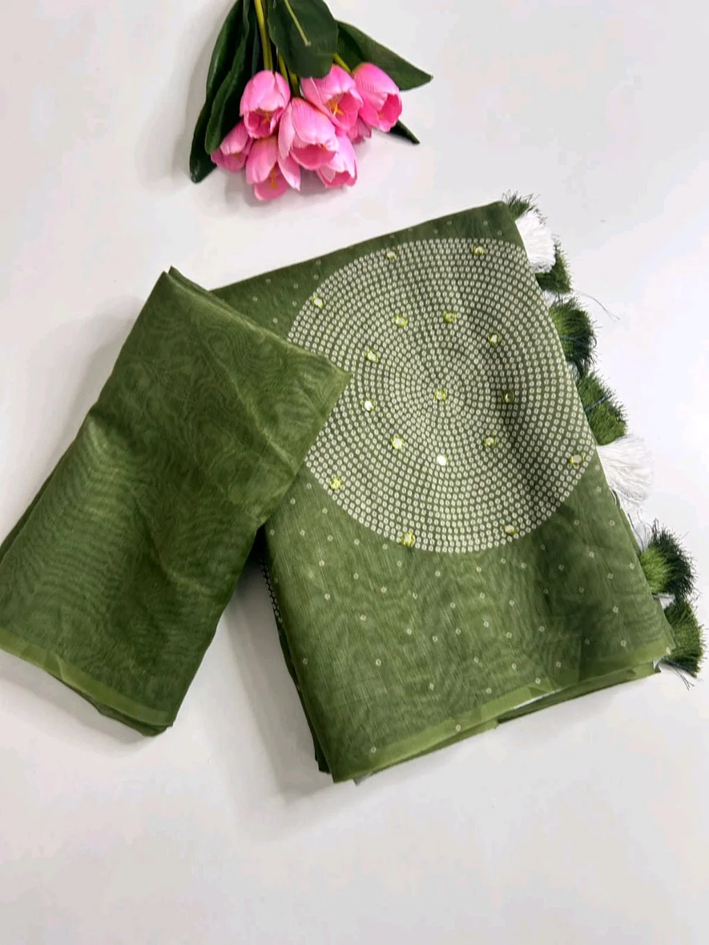 Soft Cotton Fabric Set with Pearl Mirror Work thumbnail 1