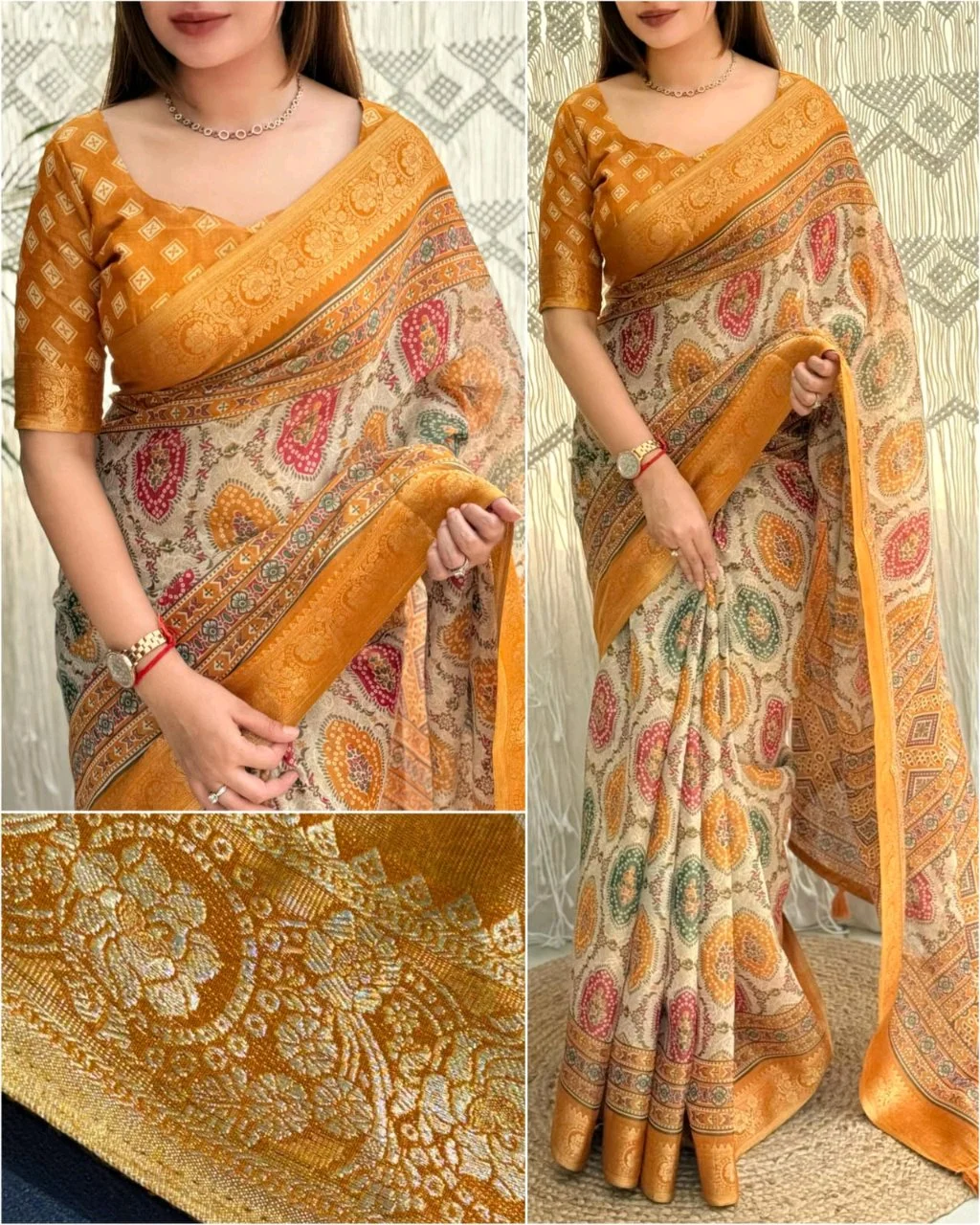 Ajrakh Print Sarees thumbnail 6