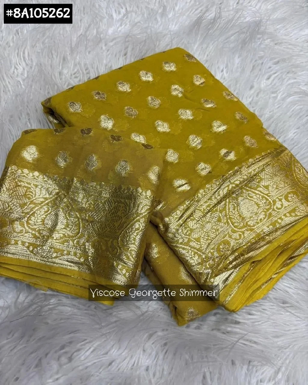 CF® Saree's Launching Georgette Shimmer Collections #8A105262Fabric : Pure Viscose Georgette Shimmer Saree With Zari woven in Full Saree Pairs With Zari border Blouse - same color as shown blouse Wow Price @ 950 Free Ship We Promise PQR Price Quality and Range Singles and multiples available Note - colors may vary slightly due to photography and display strictly no exchange or return for color variations unpacking video must for any sort of complaint thumbnail 3
