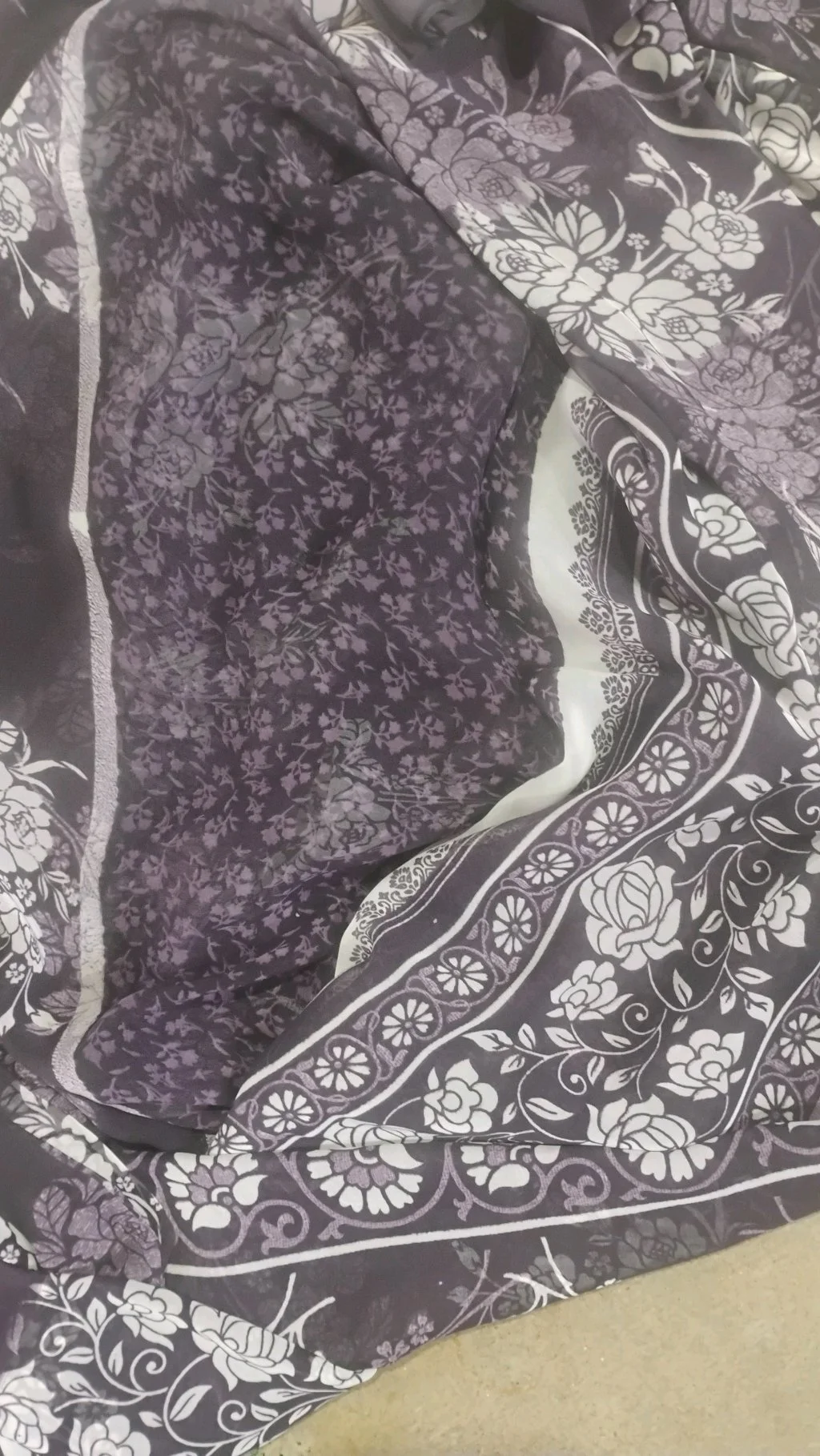 Combo Offer Purple & Light Green Floral Print Chiffon Saree 3