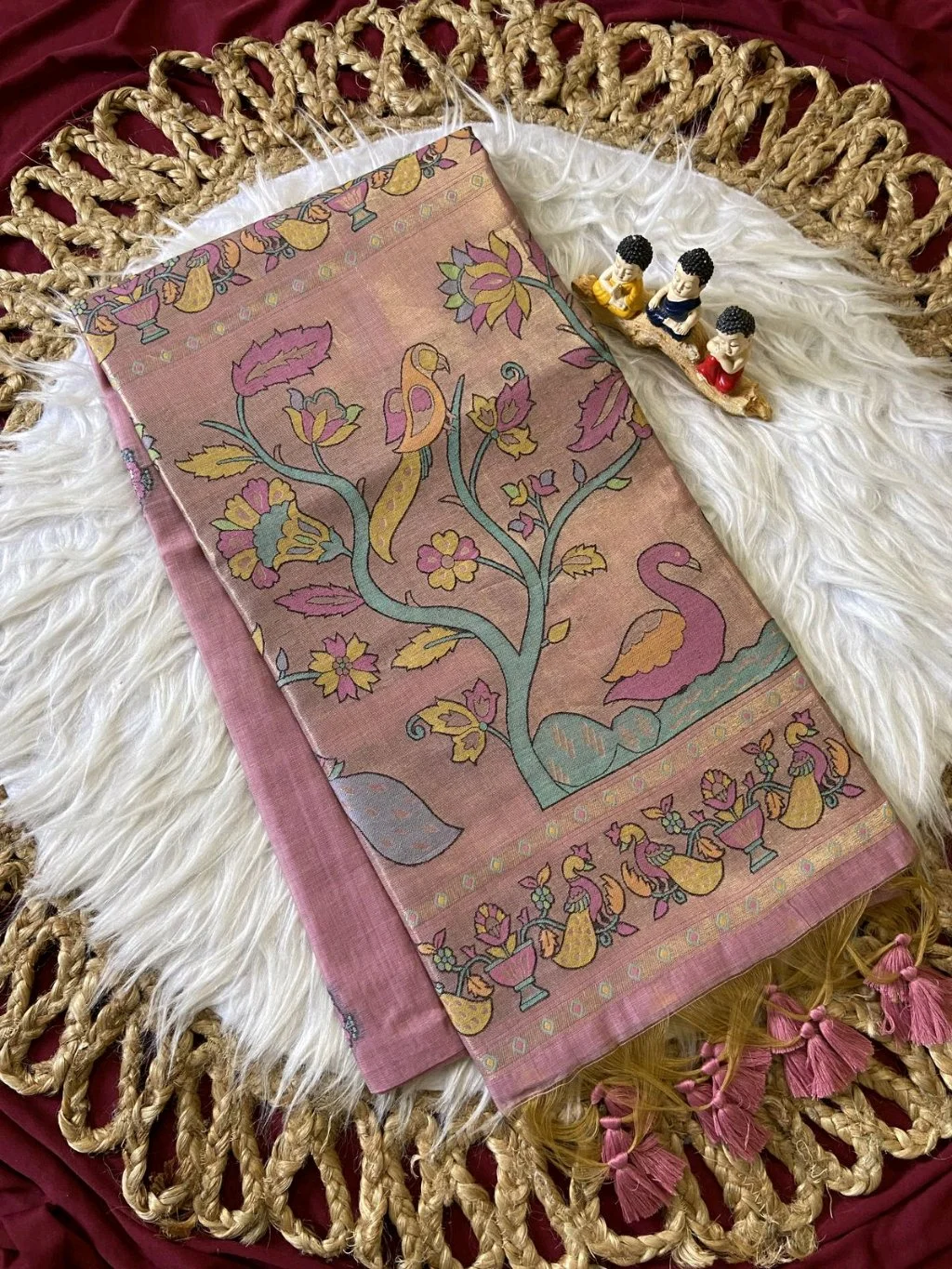 Soft Muga Cotton Paithani Saress thumbnail 5