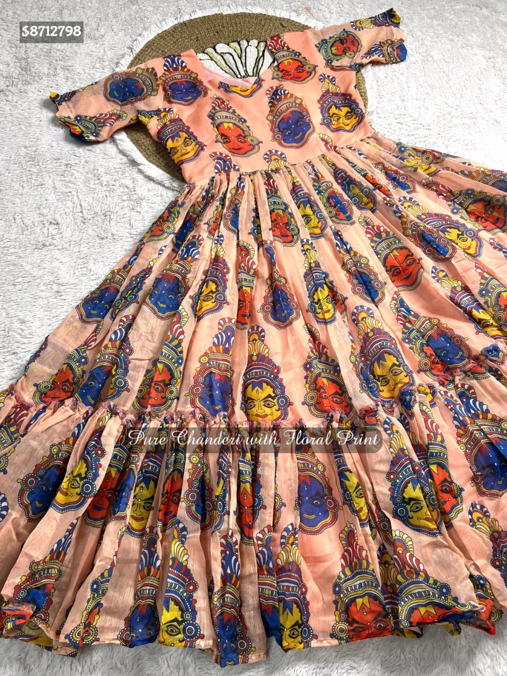 ATB Saree's From the house of CF Saree's Launching Exclusive Chanderi Silk Floral Printed Collection's $8712798New Launching Summer Special Kalamkari Midi Gowns. MATERNITY / FEEDING FROCK OPTION ALSO AVAILABLE.GownGown Fabric : Pure Chanderi Gown Work : Floral PrintedStitchingSize:- M Up to L XL Up to XXL (Fully Stitched) Length : 48" Shoulder : 15 Flair : 3.5 MTR Lining : Micro CottonFeeding Gown Stitching Charges Extra: 150/- Wow Price @1000 Free Ship 100% Orignal Quality We Promise PQR Price Quality and Range Single and Multiples Available Note - colors may vary slightly due to photography and display strictly no exchange or return for color variations unpacking video must for any sort of complaint. 8