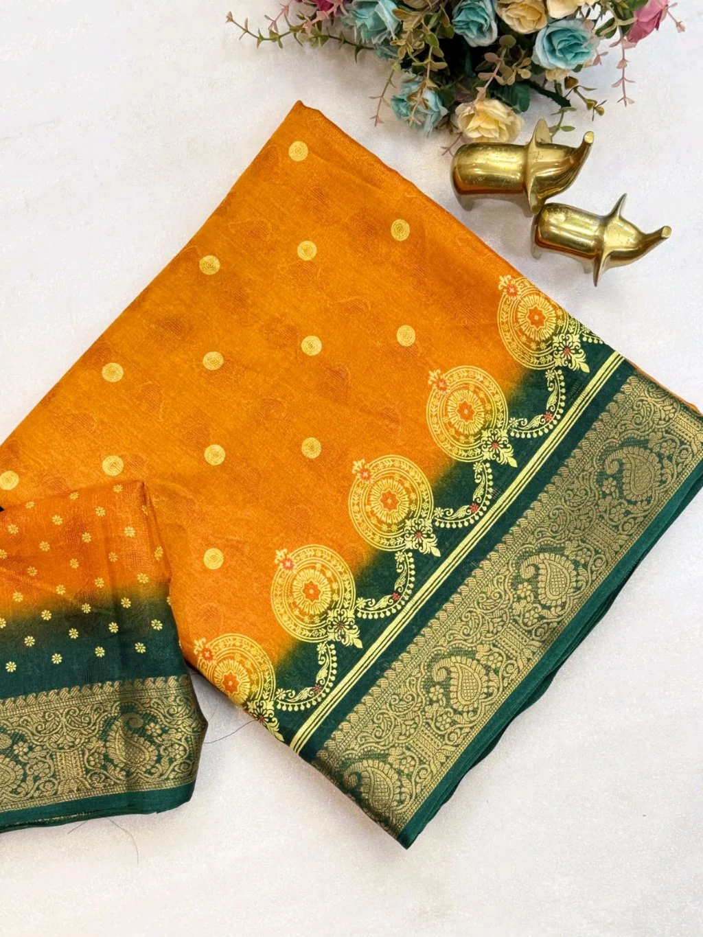 Dola Jute  Silk Blend Saree with Zari Border 1