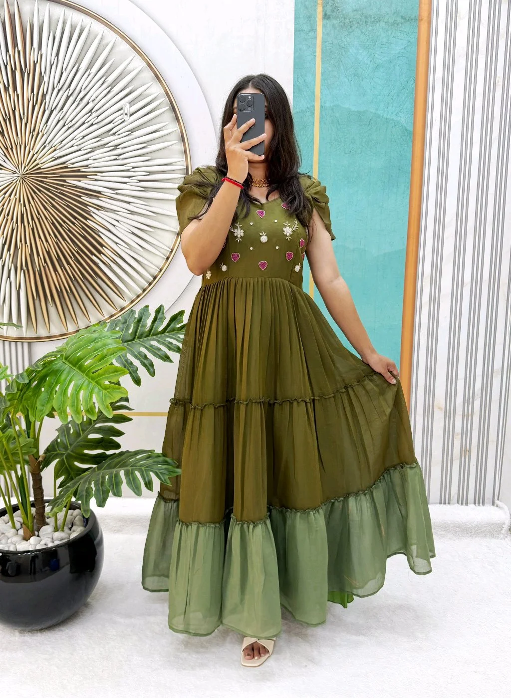 Tiered Maxi Dress with Embellishments 5