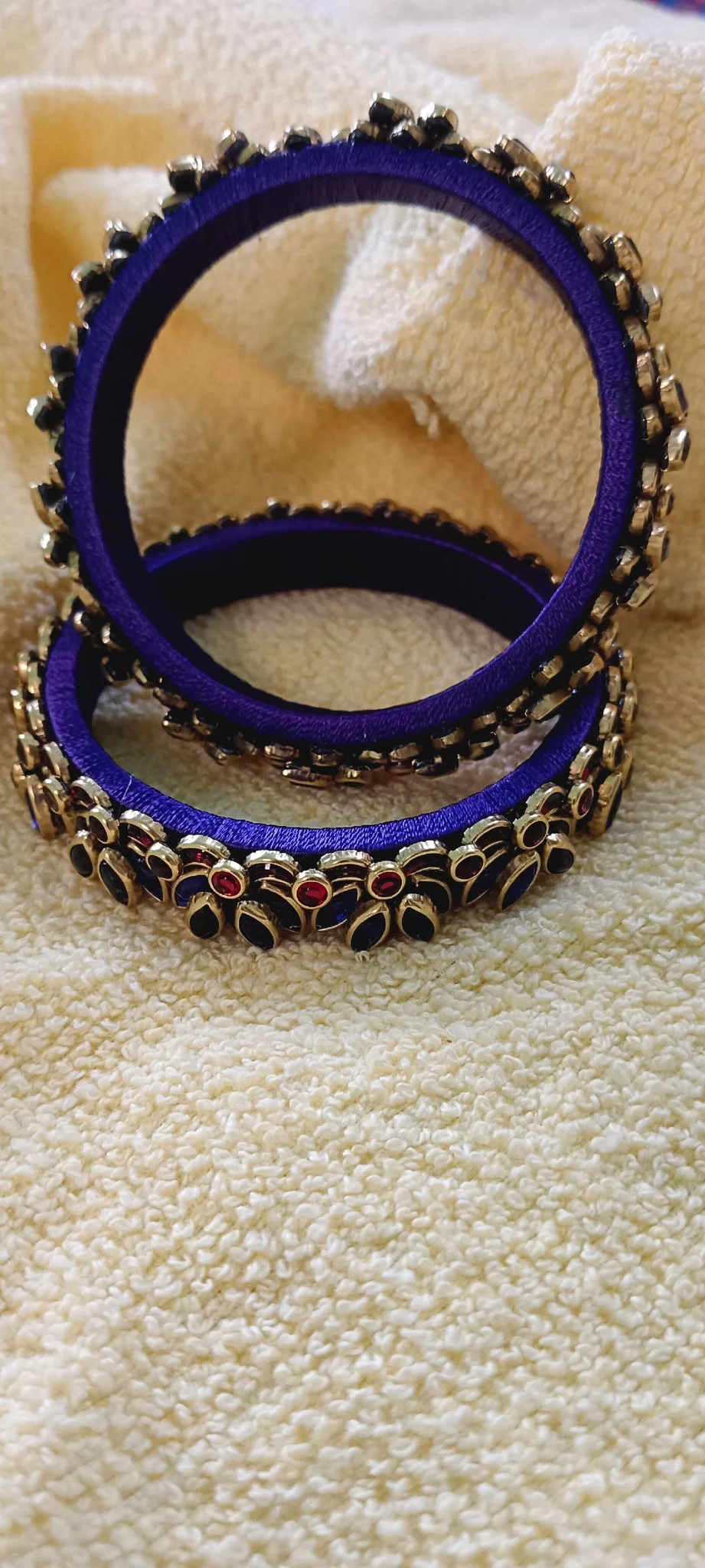 Royal Sapphire Lotus Silk Thread Bangles thumbnail 4