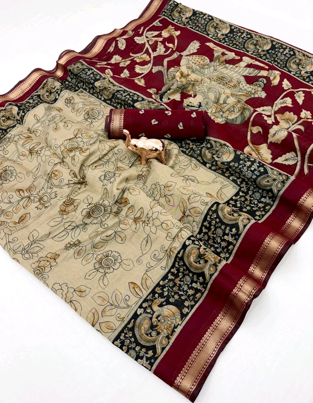 Mul Cotton  With Kalamkari Pallu Saree 5